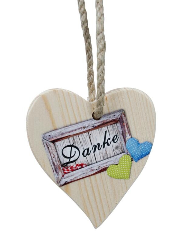 Spruchherz aus Holz: Danke... (10x9 cm)