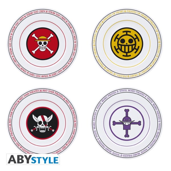 ONE PIECE - Set mit 4 Tellern - Embleme