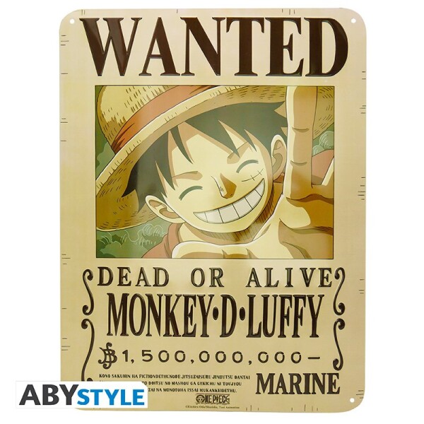 ONE PIECE - Blechschild "Ruffy Wanted New World" (28x38)