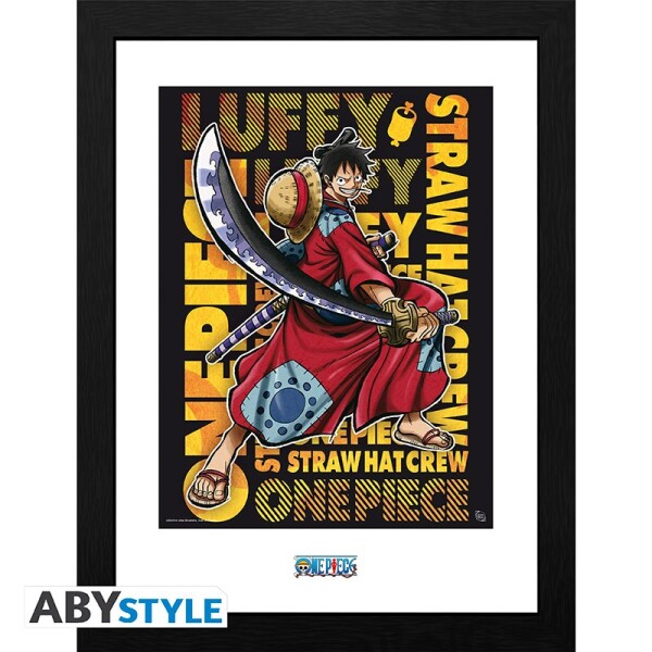 ONE PIECE – Gerahmtes Poster „Ruffy in Wano Artwork“  30,5 x 40,6 cm