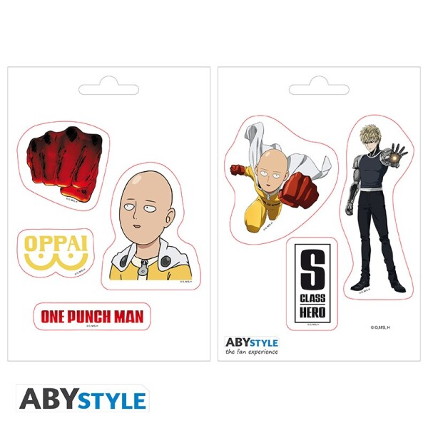 ONE PUNCH MAN Aufkleber 16x11cm / 2 Bögen - Saitama und Icons