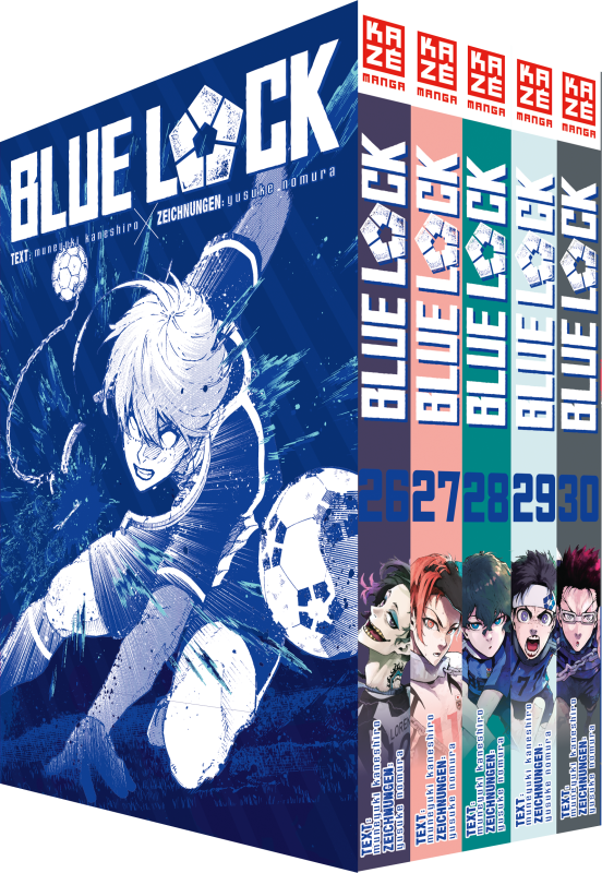 Blue Lock Bänd 26-30 mit Sammelschuber (Deutsche Ausgabe)