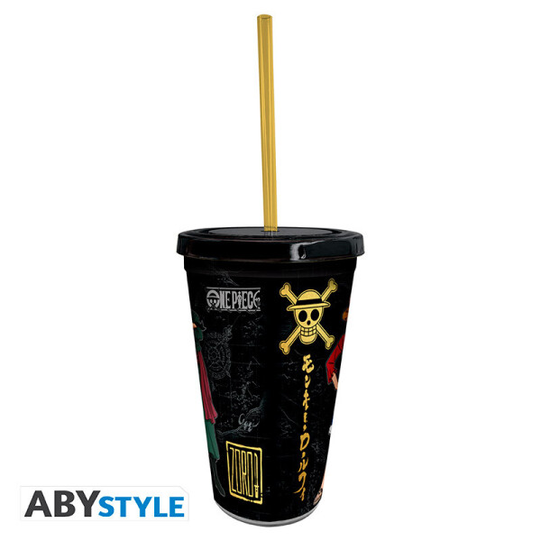 ONE PIECE – Trinkbecher mit Strohhalm – 470 ml – Luffy & Zoro